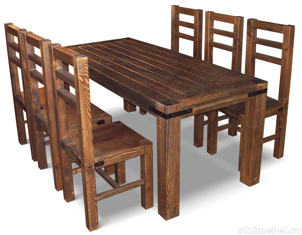 деревянный стол и стулья в беседку