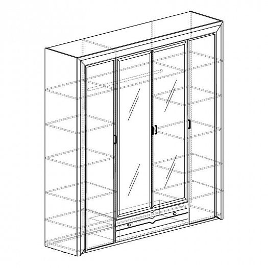 Шкаф 4-х дверный "Фьорд" №158 - Шкаф 4-х дверный "Фьорд" №158, внутреннее наполнение