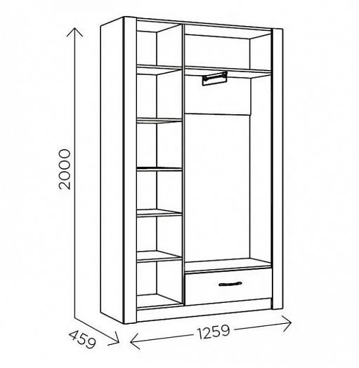Шкаф трехдверный "Ева 5" М2 - Размеры