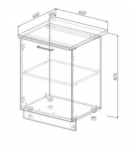 Модуль нижний "Бланка" Арт. МН 60 (без столешницы) - схема