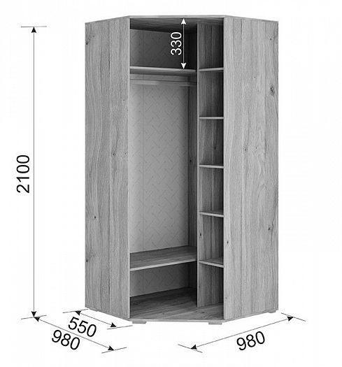 Шкаф угловой 06.01 "Лайк" - Размеры