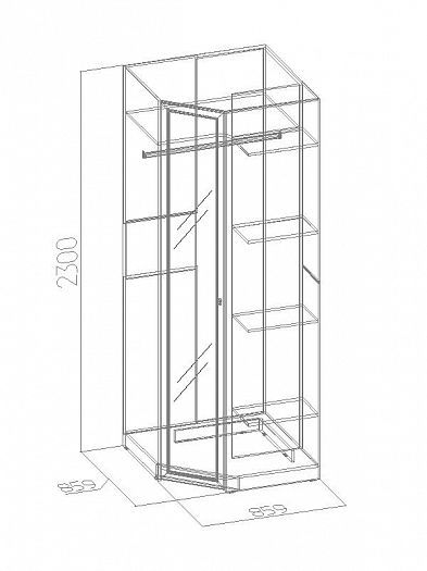 Шкаф угловой 63 "Sherlock" (Шерлок) Фасад Зеркало - Схема