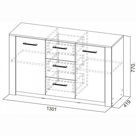 Комод "Гамма 20"двухстворчатый с 3 ящиками (серия №4) - - схема