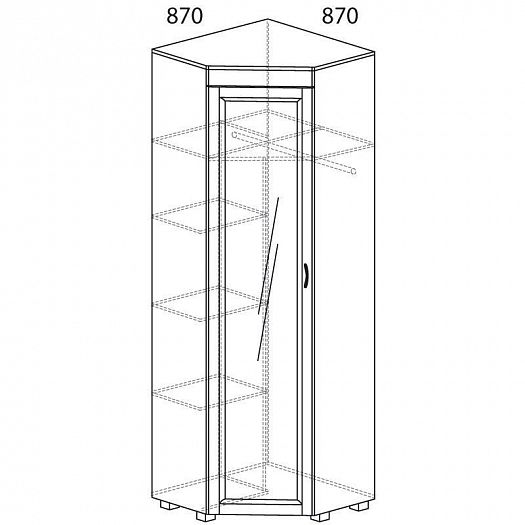 Шкаф угловой (870 мм) с зеркалом "Йорк" 04.2-ШК - Шкаф угловой (870 мм) с зеркалом "Йорк" 04.2-ШК, в