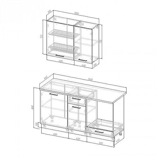 Кухонный гарнитур "Лада" 1600 мм - Схема модулей