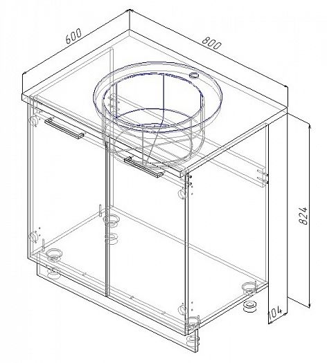 Модуль под мойку "Бланка" Арт. ММ 80 (без столешницы) - схема