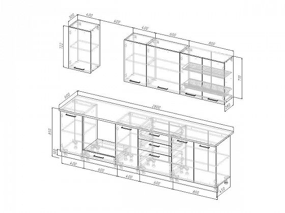 Кухонный гарнитур "Шампань" 2800 мм - Схема модулей