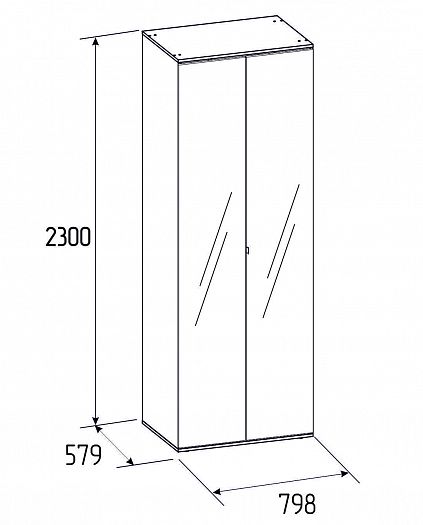 Шкаф для одежды 54 "Neo" фасад Зеркало - Схема