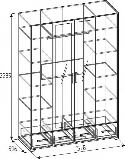 Шкаф для одежды и белья 555 "Айрис" - Схема