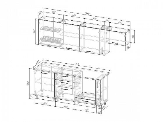 Кухонный гарнитур "Лада" 2550 мм - Схема модулей