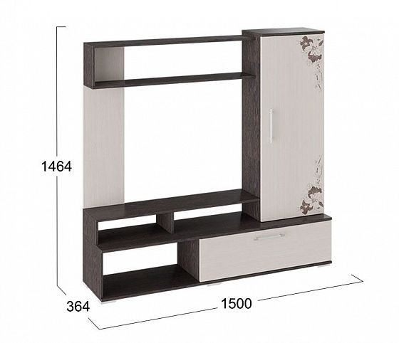 Набор мебели для общей комнаты (стенка для гостиной) "Сиена" - габариты