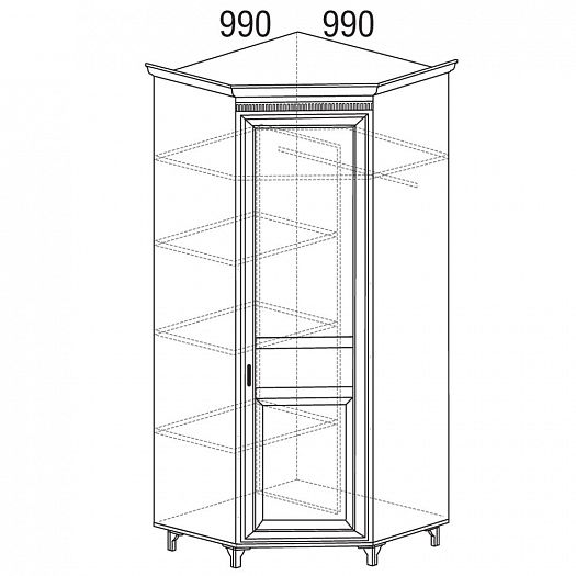 Шкаф угловой "Марлен" №473 - Шкаф угловой "Марлен" №473, внутреннее наполнение