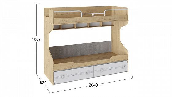 Кровать двухъярусная "Мегаполис" ТД-315.11.01 - размеры