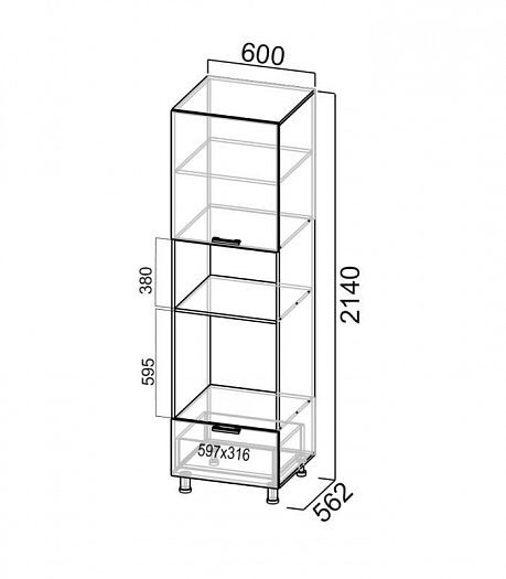 Пенал 600/2140 для встраиваемой техники "Модерн" П600дм/2140