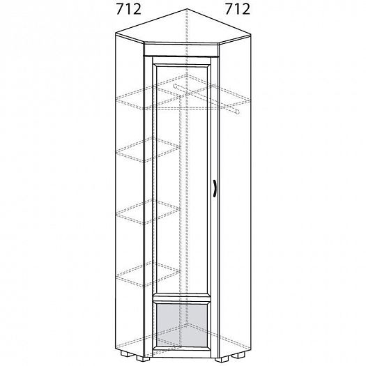 Шкаф угловой (712 мм) с глянцевой вставкой "Йорк" 07.3-ШК - Шкаф угловой (712 мм) с глянцевой вставк